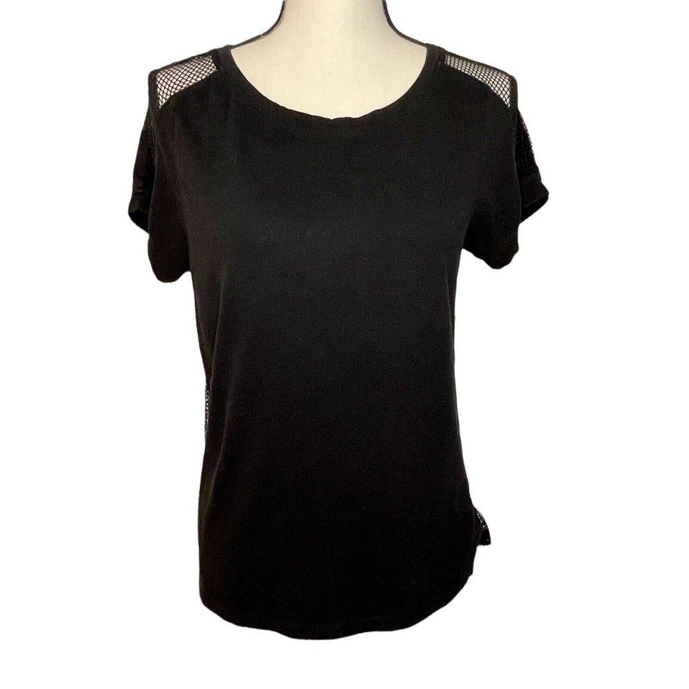 Fabletics Black Short Sleeve Mesh Sides Top Size S